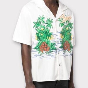 Rhude Palmas Snap Front Tropical Print Shirt
